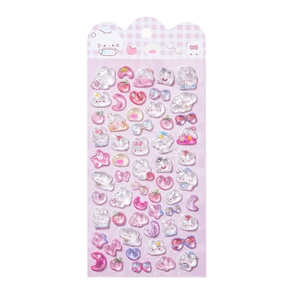 Embossed Sticker Adhesive PVC Resin Sticker For Kids Art Craft Water Bottle Notebook Journal Phone Case Laptop