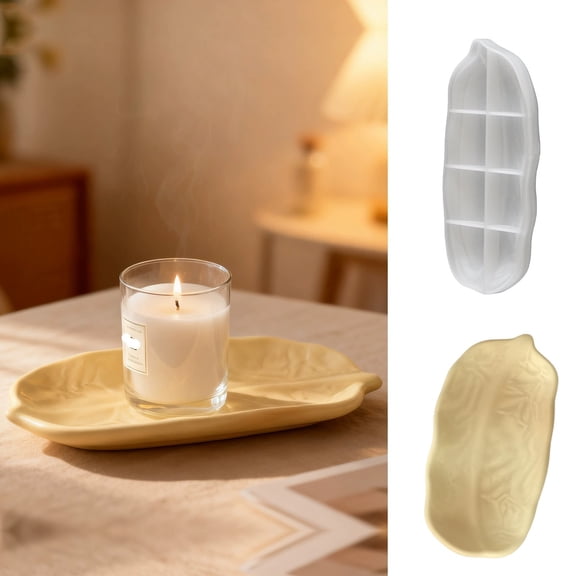 Embossed Striped Leaf Silicone Mold for DIY Coasters Heat Resistant Waterproof Craft Mold Home Office Decor