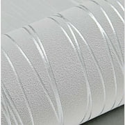 Embossed Stripes Wallpaper, Non-Woven Self-Adhesive Removable Peel and Stick Wall Pattern, 3D Flocking Textured Contact Paper Modern Style Decorative Wallpaper for Livingroom Bedroom(21"x33ft)