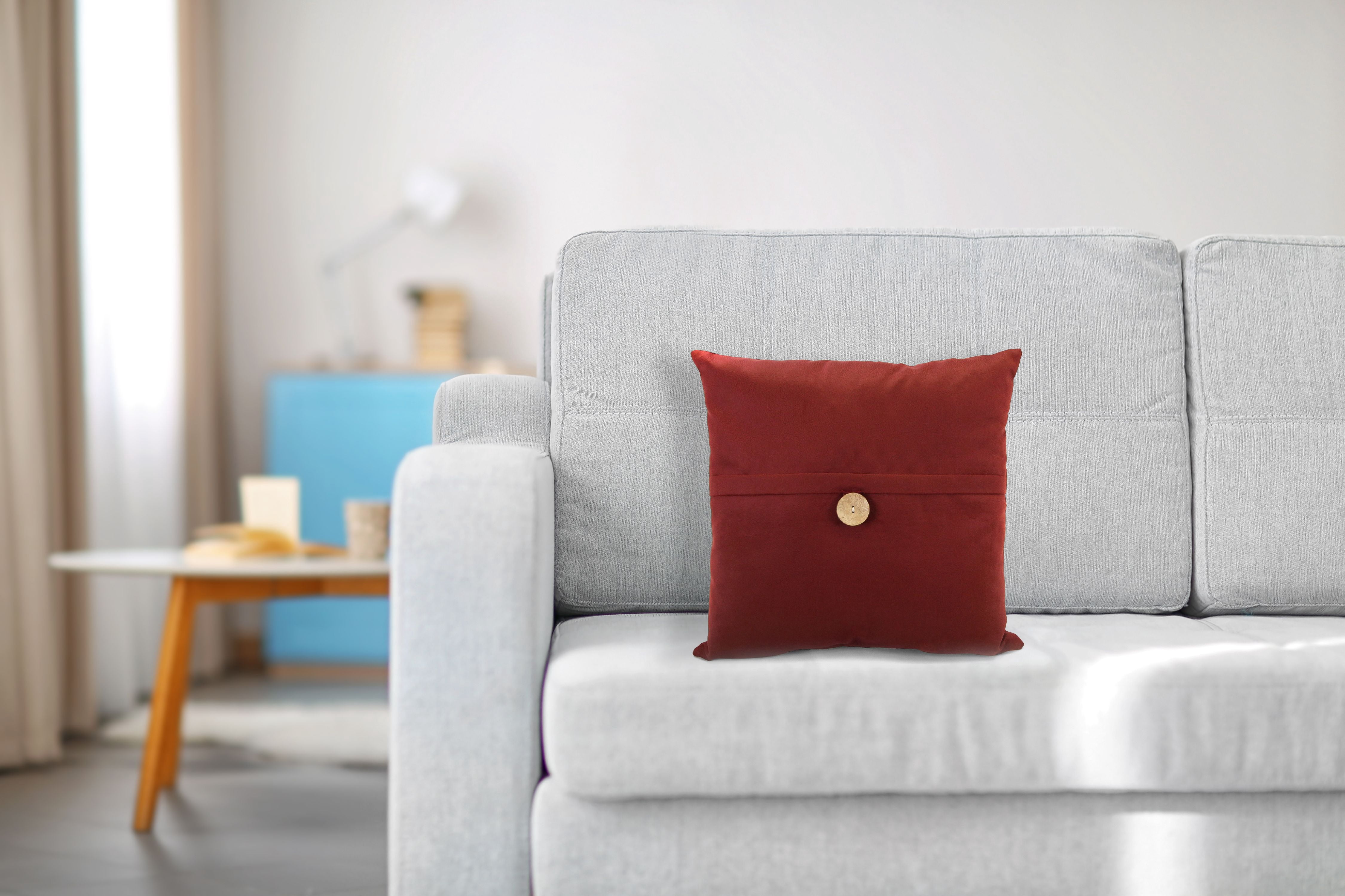 Embossed Suede 20x20 Red Throw Pillow with Button
