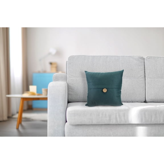 Embossed Suede 20x20 Teal Throw Pillow with Button