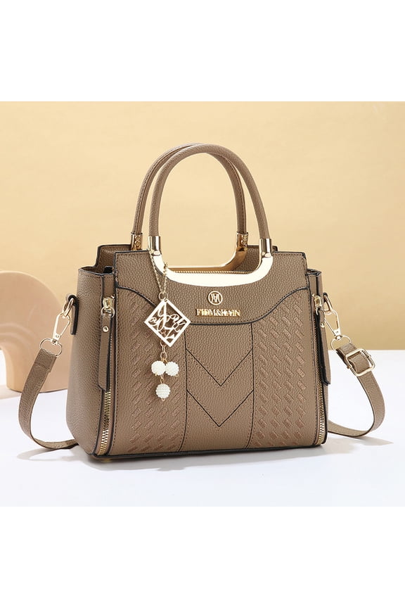 Embossed Texture Ladies Top Handle Handbag, Faux Leather Convertible Crossbody Shoulder Satchel, Fashion Structured Everyday Purse