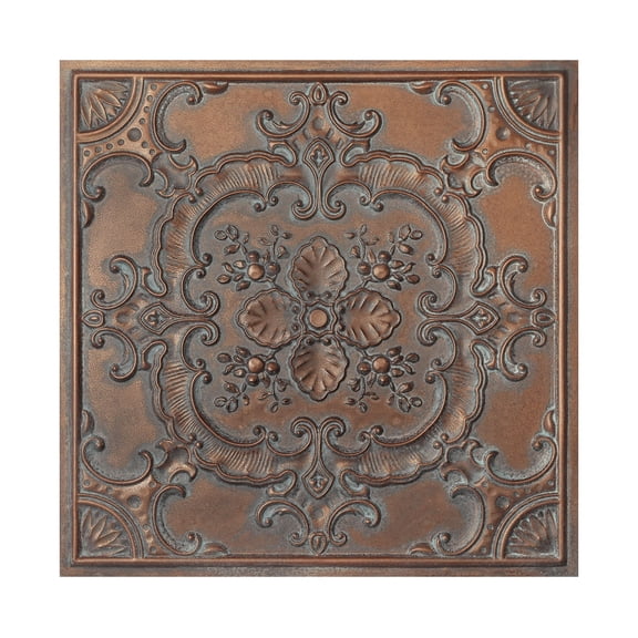 Embossed Tin Ceiling Tiles Suspended Wall Panels for literary book bars PL19 Weathered copper 10Pcs/pack