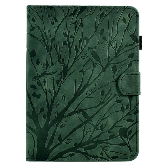 Embossed Tree Case for Kindle (11th Generation) 2022 Release 6" - PU Leather/TPU Protective Case with Card Slots, Lightweight Cute Folio eBook Reader Cover, Green