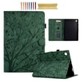 thumbnail image 1 of Embossed Tree PU Leather Flip Case for Samsung Galaxy Tab A9 8.7" 2023 SM-X110 / SM-X115 Shockproof Protection Card Slots Holder Stand with Pen Slot & Auto Sleep/Wake Case Cover, Green, 1 of 10