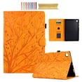thumbnail image 1 of Embossed Tree PU Leather Flip Case for Samsung Galaxy Tab A9 8.7" 2023 SM-X110 / SM-X115 Shockproof Protection Card Slots Holder Stand with Pen Slot & Auto Sleep/Wake Case Cover, Khaki, 1 of 10
