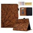 thumbnail image 1 of Embossed Tree PU Leather Flip Tablet Case for Amazon Kindle 11th Generation (2022 Release) Shockproof Protection Card Slots Holder Stand with Pen Slot & Auto Sleep/Wake Case Cover, Brown, 1 of 9