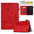 thumbnail image 1 of Embossed Tree PU Leather Flip Tablet Case for Amazon Kindle Fire 7 12th Generation 2022 Shockproof Protection Card Slots Holder Stand with Pen Slot & Auto Sleep/Wake Case Cover, Red, 1 of 9