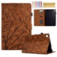 thumbnail image 1 of Embossed Tree PU Leather Flip Tablet Case for Samsung Galaxy Tab A 10.1 (2019) SM-T515/SM-T510 Shockproof Protection Card Slots Holder Stand with Pen Slot Case Cover, Brown, 1 of 9