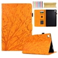 thumbnail image 1 of Embossed Tree PU Leather Flip Tablet Case for Samsung Galaxy Tab A 10.1 (2019) SM-T515/SM-T510 Shockproof Protection Card Slots Holder Stand with Pen Slot Case Cover, Khaki, 1 of 9