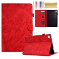 thumbnail image 1 of Embossed Tree PU Leather Flip Tablet Case for Samsung Galaxy Tab A 10.1 (2019) SM-T515/SM-T510 Shockproof Protection Card Slots Holder Stand with Pen Slot Case Cover, Red, 1 of 10
