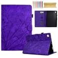 thumbnail image 1 of Embossed Tree PU Leather Flip Tablet Case for Samsung Galaxy Tab A8 10.5 2022 SM-X200/SM-X205 Shockproof Protection Card Slots Holder Stand with Pen Slot & Auto Sleep/Wake Case Cover, Purple, 1 of 9