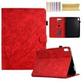 thumbnail image 1 of Embossed Tree PU Leather Flip Tablet Case for iPad mini 6th Gen 8.3" 2021 Shockproof Protection Card Slots Holder Stand with Pen Slot & Auto Sleep/Wake Smart Case Cover, Red, 1 of 9