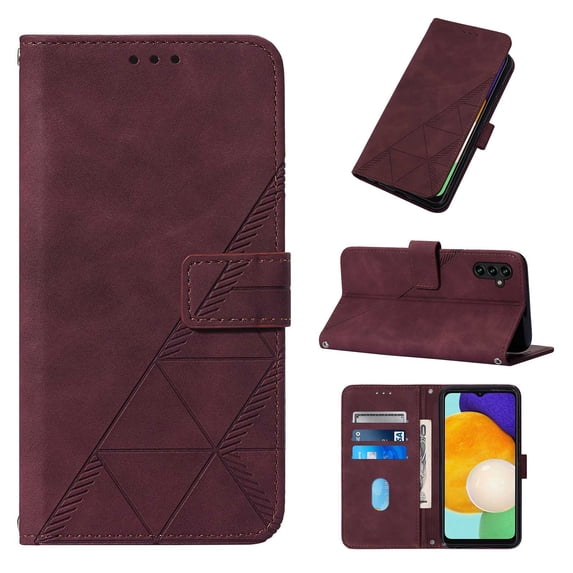 Embossed Wallet Case for Samsung Galaxy A53 5G, Magnetic Clasp Card Slots Holder Luxury Business PU Leather Flip Folio Cover with Kickstand Wireless Charging Case,Winered