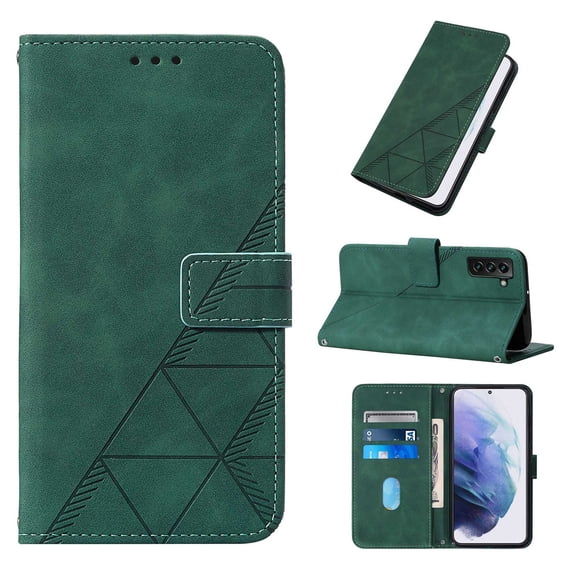 Embossed Wallet Case for Samsung Galaxy S23, Magnetic Clasp Card Slots Holder Luxury Business PU Leather Flip Folio Cover with Kickstand Wireless Charging Case,Darkgreen