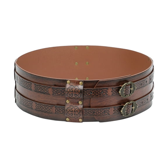 Embossed Wide Belt Medieval Faux Leather Belt Knight Corsets Belt Cosplay Costume Armors Belt