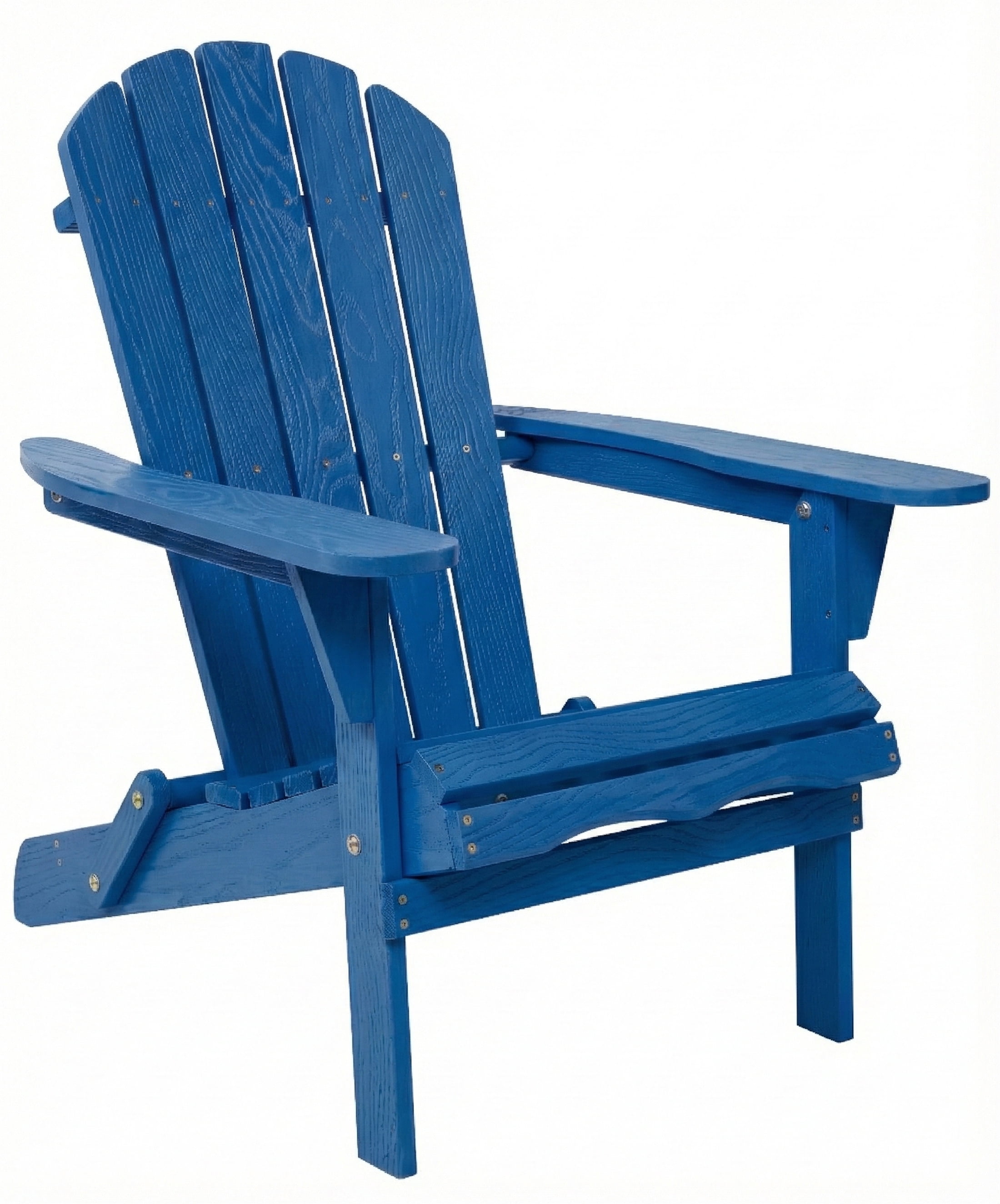 Embossed Wooden Outdoor Folding Adirondack Chair with Pre-Assembled BackRest for Patio Garden Backyard, Wood Grain