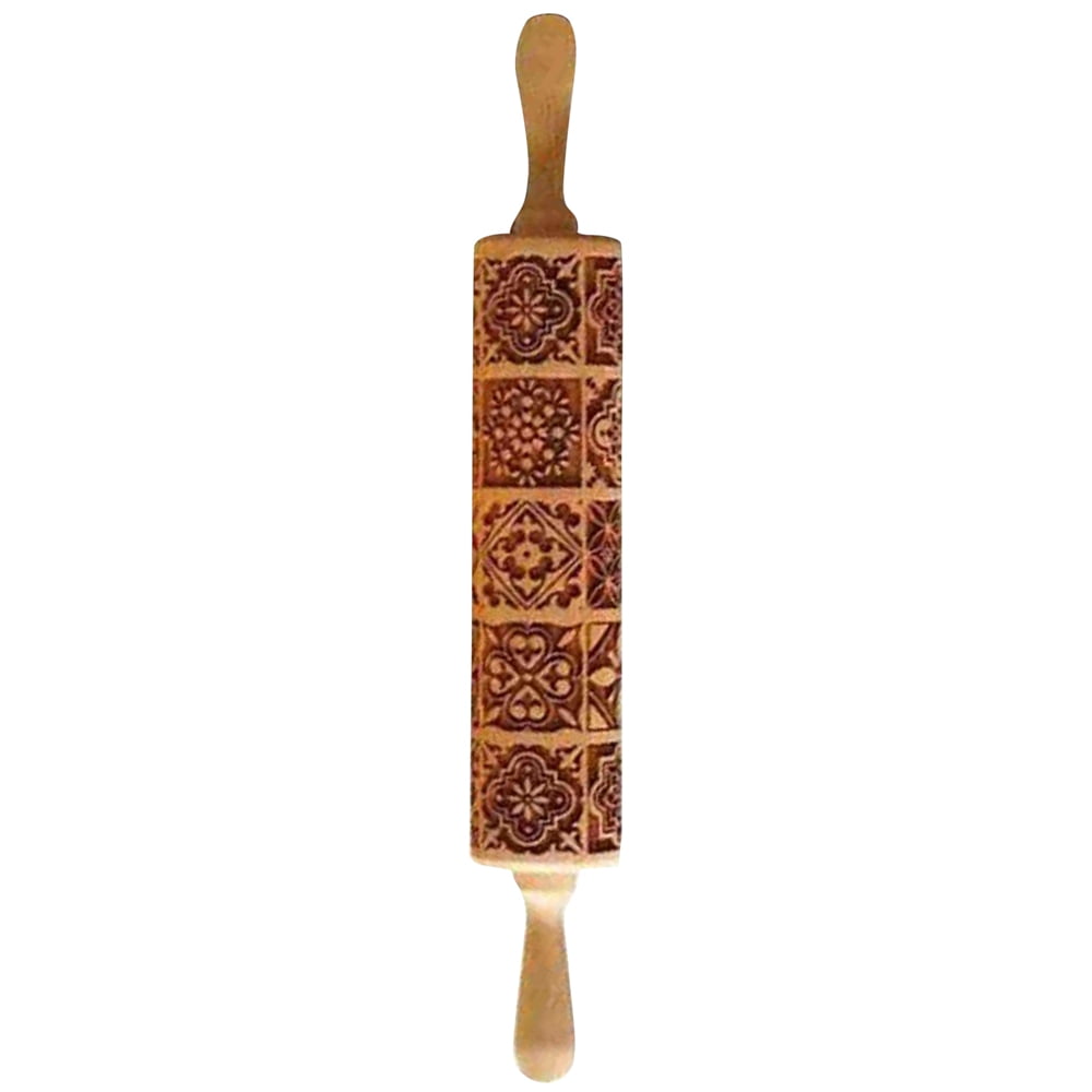 Embossed Wooden Rolling Pin, Engraved Embossing Rolling Pins with