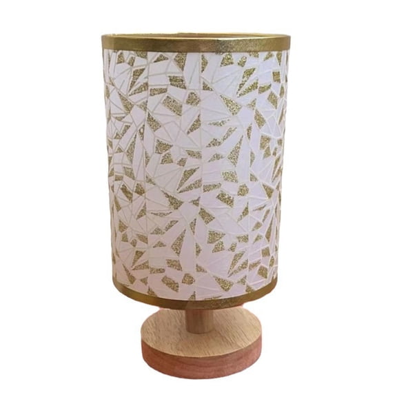 Embossed retro bedside lamp, multi-scene application table lamp, three light colors, LED patch, fabric lampshade, high-quality lamp holder, log base.