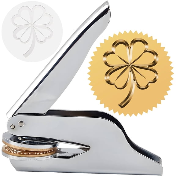 Embosser Hand-Held Embossing Stamp Seal Embosser for Books Envelopes Napkins Clover 42mm for DIY