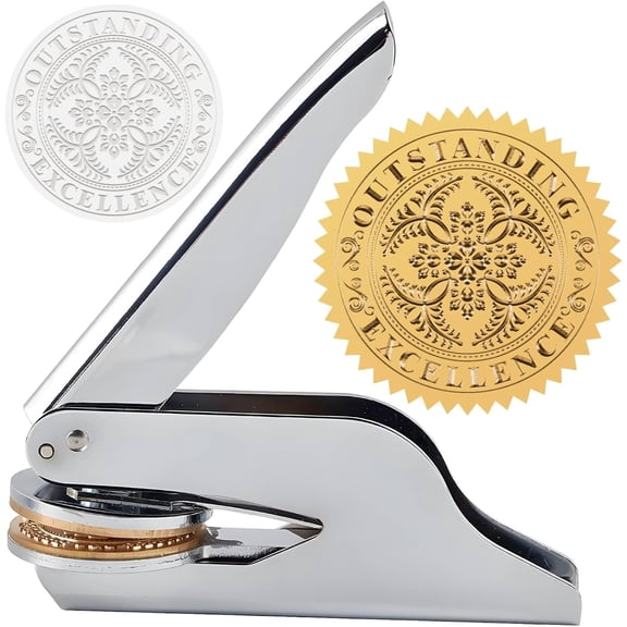 Embosser Hand-Held Embossing Stamp Seal Embosser for Books Envelopes Napkins Word 42mm