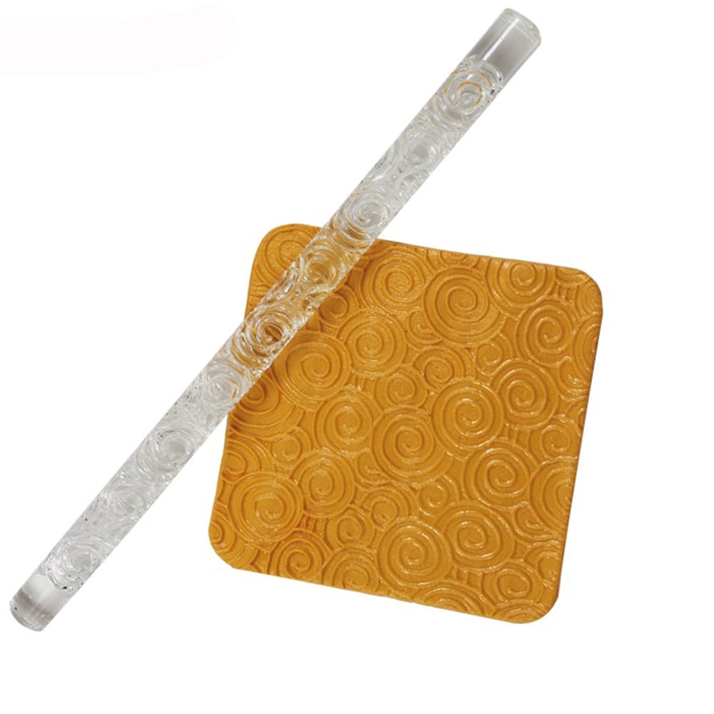 Embossing Acrylic Rolling Pin Fondant Sugar Craft Cake Baking