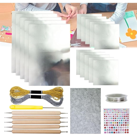 Embossing Foil, Metal Embossing Sheets, Tin Sheets for Crafting, Metal Embossing Art Kit for Painting Engraving Mounting Home Decor Metal Tooling