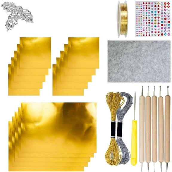 Embossing Foil | Metal Foil Craft Paper Shimmering Emboss Art Kit, Tin Sheets for Crafting, Tinfoil Paper & Aluminum Foils Roll DIY Craft Kit