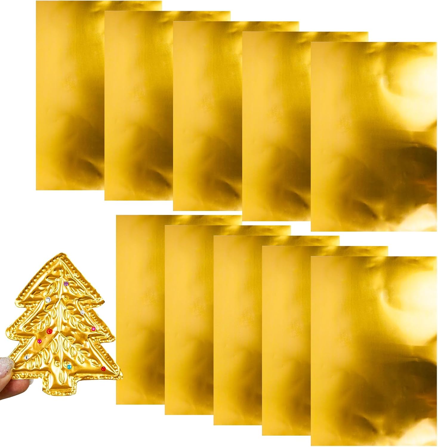 Embossing Foil Sheets, 10 Sheet Aluminum Crafting Tin Foil, DIYs Gold ...