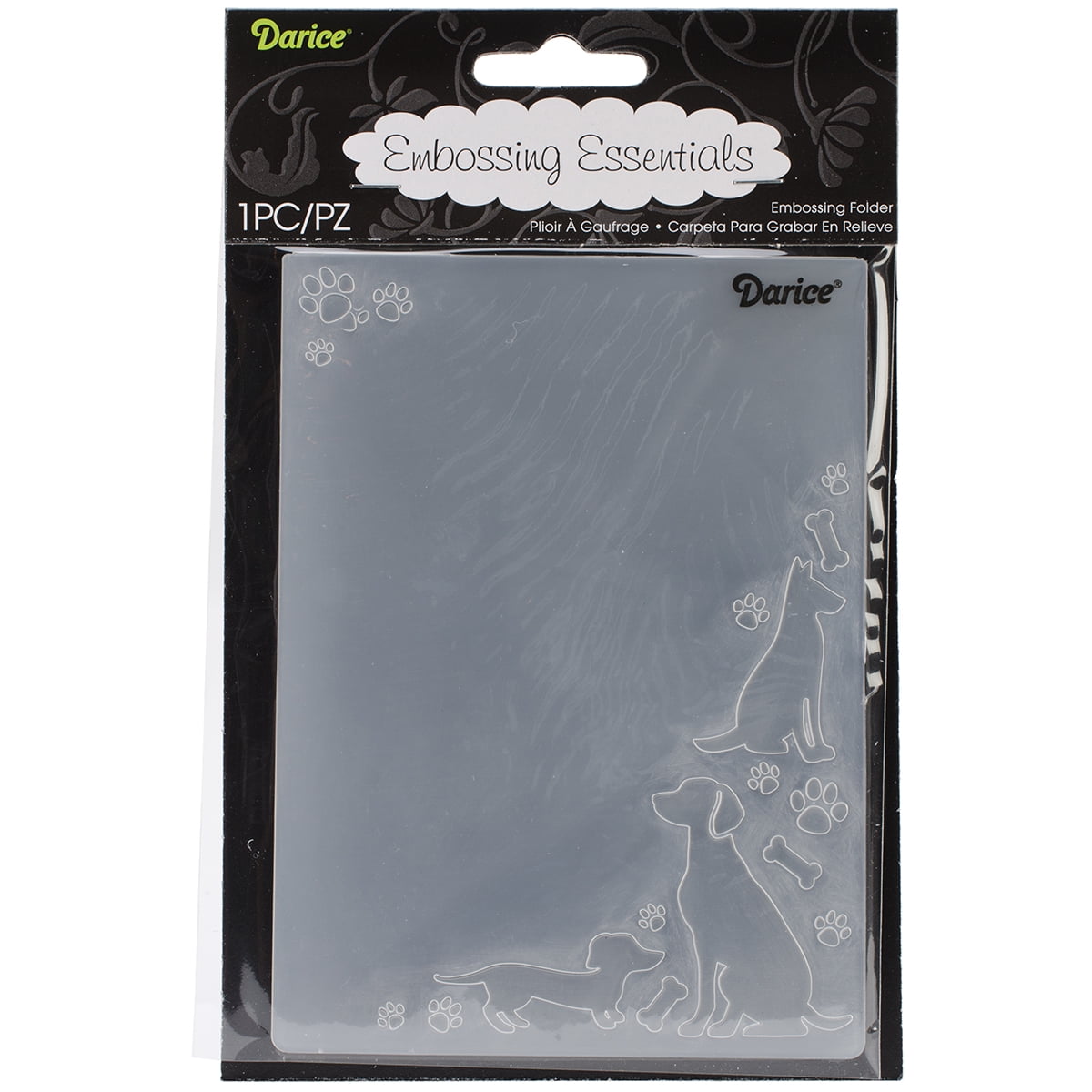 Embossing Folder 4.25"X5.75"Dogs & Paws, Pk 3, Darice