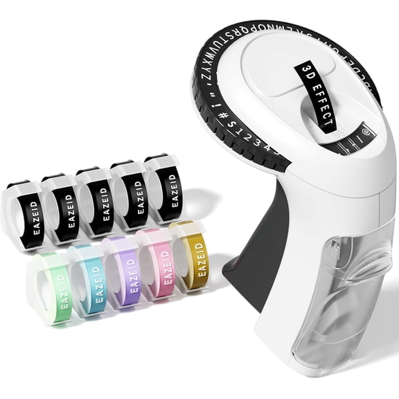 Embossing Label Maker Machine with Tapes, Vintage Embossed Manual, Retro 3D Emboss Labeler 10 Rolls 9mm Color Tapes for Home Scrapbooking Supplies, DIY Craft