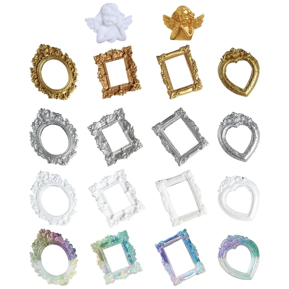 Embossing Themed Resin Photo Frames Decorative Picture Holder For Home Decoration Fridge Magnet Phone Case Decoration
