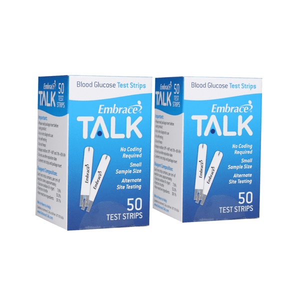 Embrace Blood Glucose Test Strips 100 - 2pack of 50