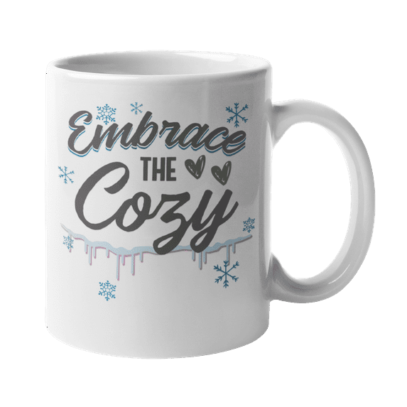 Embrace The Cozy Snowflake Print Cold Weather Coffee & Tea Mug, Hot Cocoa Cup, Winter Stuff, And Wintertime Giftables For Girls, Boys, Men, And Women Who Love The Snowy Season (11oz)