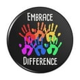 thumbnail image 1 of Embrace Difference Autism Hand Prints Pinback Button Pin, 1 of 4