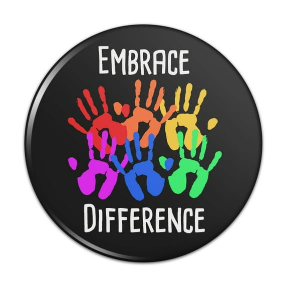 Embrace Difference Autism Hand Prints Pinback Button Pin