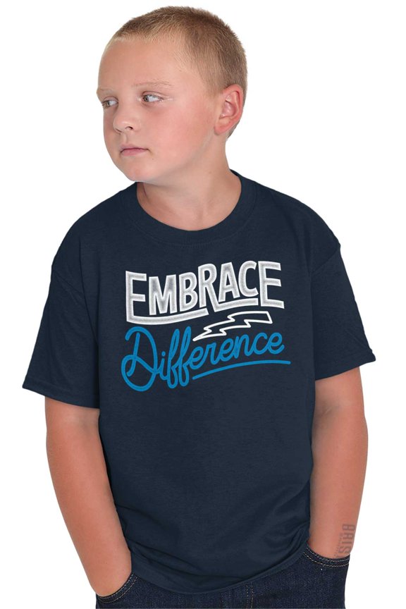 Embrace Differences Autism Awareness Crewneck T Shirts Boy Girl Teen Brisco Brands X