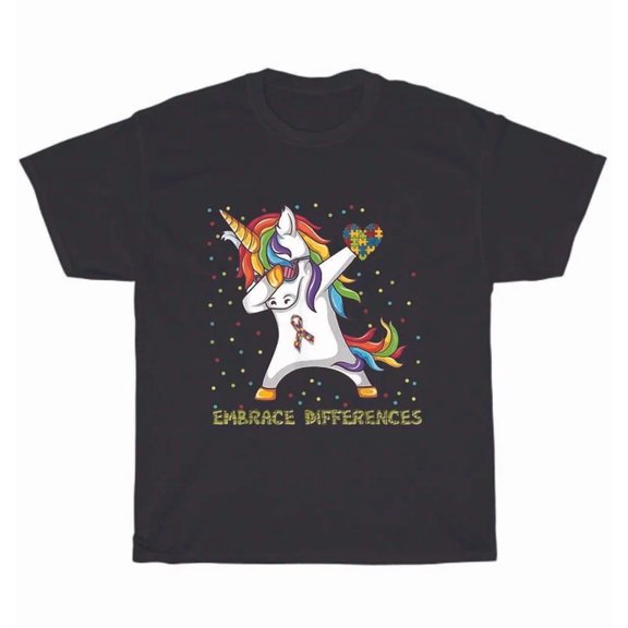 Embrace Differences Unicorn Dabbing Puzzle Autism Awareness Month T-Shirt Unisex