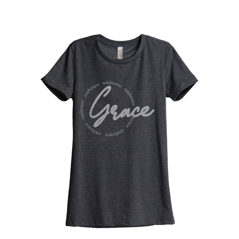 Embrace Grace Women's Fashion Relaxed T-Shirt Tee Charcoal Grey 2X-Large