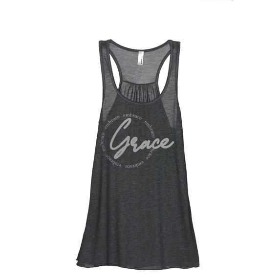 Embrace Grace Women's Fashion Sleeveless Flowy Racerback Workout Yoga Tank Top Charcoal Grey Large