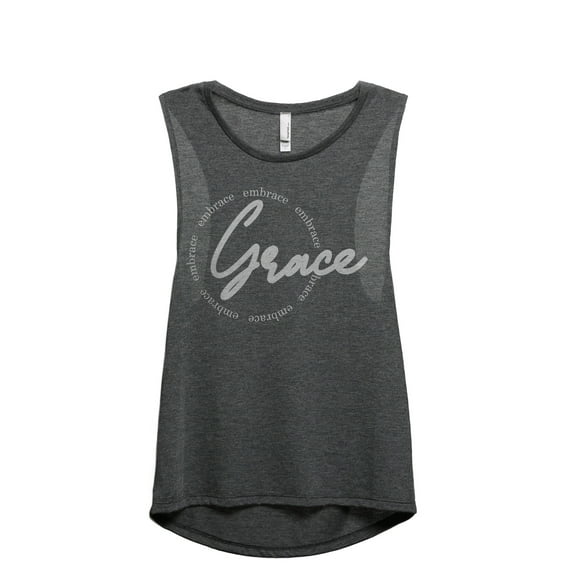 Embrace Grace Women's Fashion Sleeveless Muscle Workout Yoga Tank Top Charcoal Grey 2X-Large