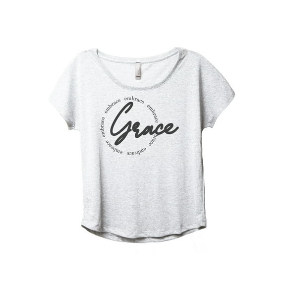 Embrace Grace Women's Fashion Slouchy Dolman T-Shirt Tee Heather White 3X-Large