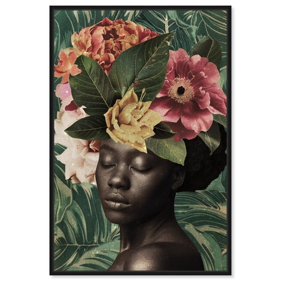 Embrace In Tropical Canvas Glam Women Art by Art Remedy, Black Frame, 16" x 24"