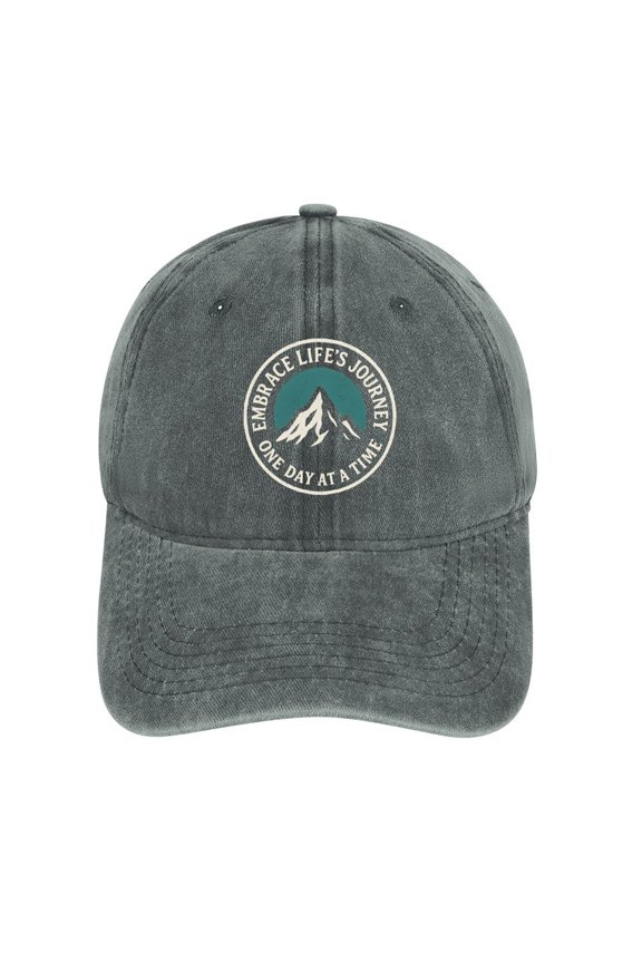 Embrace Lifes Journey One Day At A Time Gray Adjustable Baseball Cap for Men Women, Classic Casual Snapback Hat