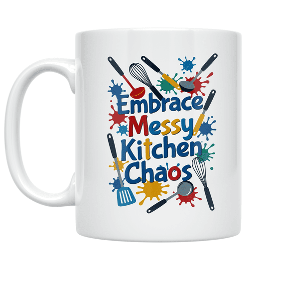 Embrace Messy Kitchen Chaos Design - Cooking Enthusiast - 11 oz Ceramic Coffee Mug