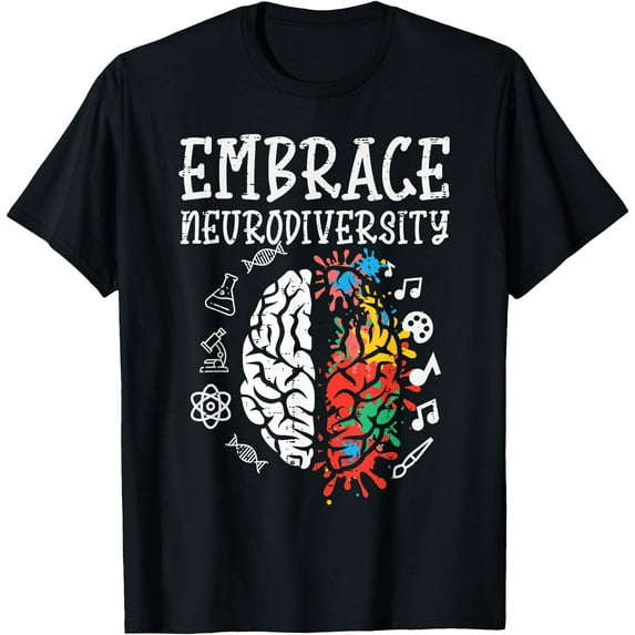 Embrace Neurodiversity Autism Awareness Unisex T-Shirt for Men Women Kids Toddler,Black Color,Size YXL
