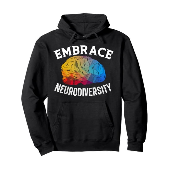 Embrace Neurodiversity Awareness Mental Health, Trendy Cotton Hooded Sweatshirt, Street Style Sweatshirt, Crew Neck Sweatshirt