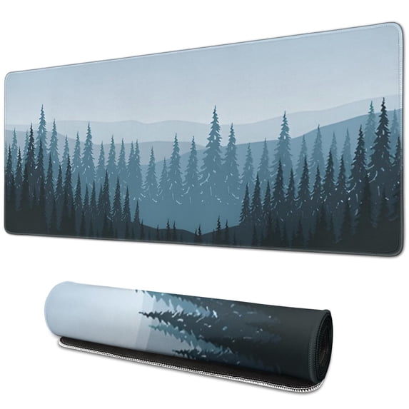 Embrace the Outdoors with Forest Pattern XXL Mouse Mat - Large Extended Desk Mat, Non-Slip, Stitched Edges - Ideal for Gamers & Office Use (31.5 x 11.8inches)