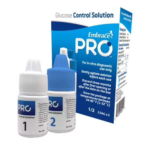 Embrace Pro Blood Glucose Control Solution Level 1 & 2 2 X 4 mL 2 Vial