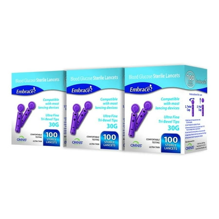 Embrace Ultrafine Lancet Lancet for Lancing Device 30 Gauge Needle 50 Box(s), 100 /Box